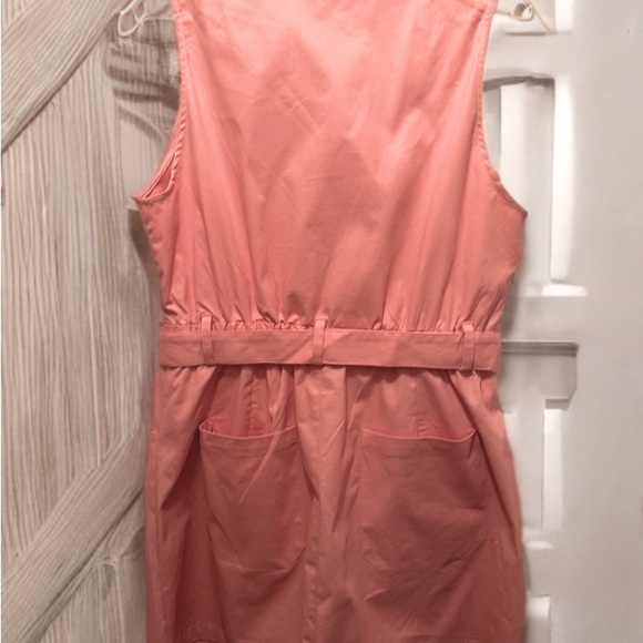 NWT Womens Summer Mini Dress Zip Up V Neck Collared Belted Sleeveless Dress L - Picture 5 of 7